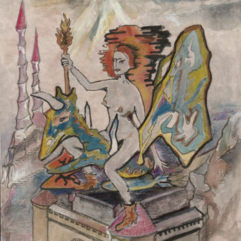 Malerei mit dem Titel "Whore of the Babylo…" von Nicholas Gabrichidze, Original-Kunstwerk, Tinte