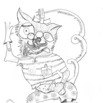 Drawing titled "Crazy Beast" by Nicholas Gabrichidze, Original Artwork, Ink