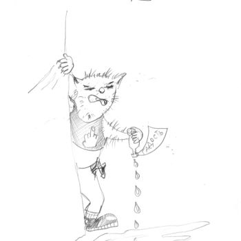 Drawing titled "Malicious animal" by Nicholas Gabrichidze, Original Artwork, Ballpoint pen