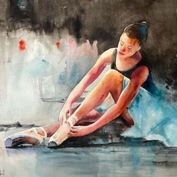 Pintura intitulada "Ballerina" por Gabriel Andrei, Obras de arte originais, Aquarela