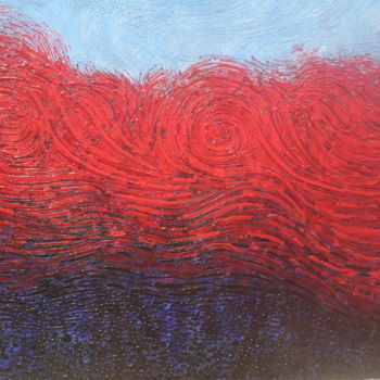 Painting titled "Red-moving-day-" by Gabriel Baptiste, Original Artwork, Oil