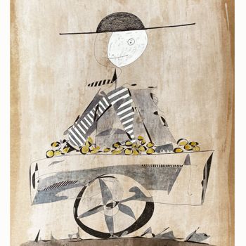 Dessin intitulée "marchand ambulant" par Tomé, Œuvre d'art originale, Encre