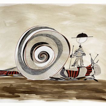 Dibujo titulada "l'escargot" por Tomé, Obra de arte original, Tinta