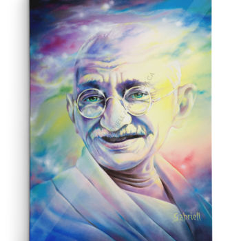 Painting titled "GANDHI" by Gabriell, Original Artwork, Oil