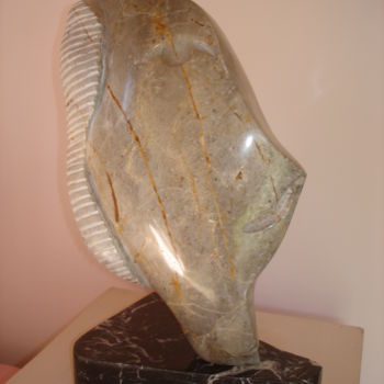 Skulptur mit dem Titel "Bjour Mdame  Bjour…" von Gabriel Molet, Original-Kunstwerk, Stein