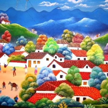 Peinture intitulée "PAISAJE PRIMITIVO C…" par Gabriel Nieto Nieto, Œuvre d'art originale