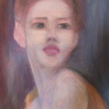 Painting titled "Girl in ginger dress" by Gabriela Enso, Original Artwork, Oil