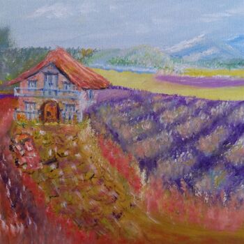 Painting titled "Provance lavender l…" by Gabriela Enso, Original Artwork, Oil
