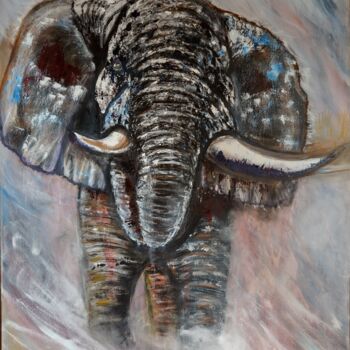 Painting titled "Elephant" by Gabriela Enso, Original Artwork, Oil