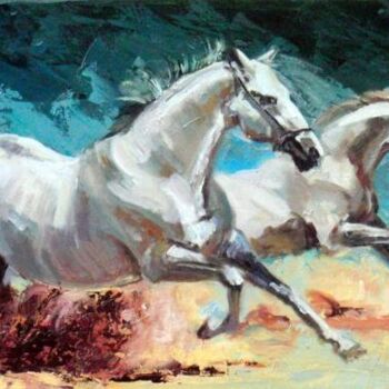 Painting titled "fuerza" by Gabriela Marini, Original Artwork, Oil