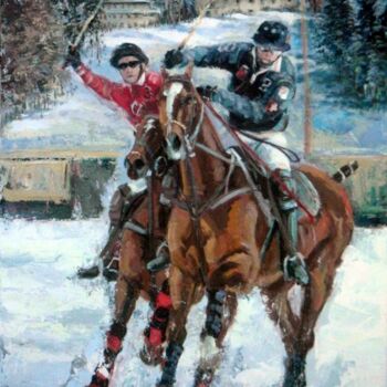 Painting titled "Snow  Polo" by Gabriela Marini, Original Artwork, Oil