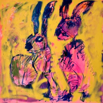 Картина под названием "Bunnies" - Gabriela Meyermann, Подлинное произведение искусства, Акрил