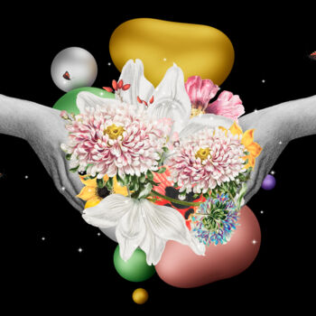Digitale Kunst mit dem Titel "Flores para você" von Gabriela Radiante, Original-Kunstwerk, 2D digitale Arbeit