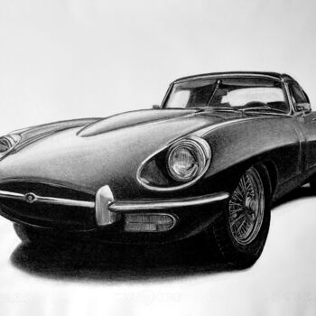 Drawing titled "Jaguar E Type Serie…" by Gabriel López Campos, Original Artwork, Charcoal