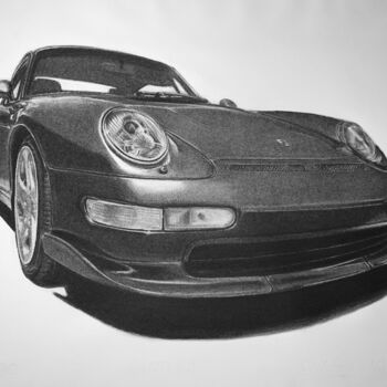 Рисунок под названием "Porsche 992 RUF GT…" - Gabriel López Campos, Подлинное произведение искусства, Древесный уголь