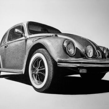 Σχέδιο με τίτλο "Volkswagen Beetle 1…" από Gabriel López Campos, Αυθεντικά έργα τέχνης, Κάρβουνο