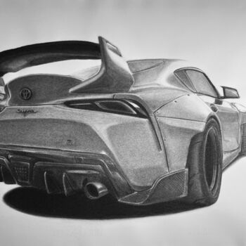 Dibujo titulada "Toyota Supra GR Mk5…" por Gabriel López Campos, Obra de arte original, Carbón