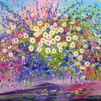 Malerei mit dem Titel "flower garden petit…" von Gabriele Denno, Original-Kunstwerk, Acryl Auf Keilrahmen aus Holz montiert
