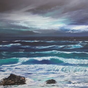 Malerei mit dem Titel "Meer nach dem Sturm" von Gabriele Denno, Original-Kunstwerk, Acryl Auf Keilrahmen aus Holz montiert