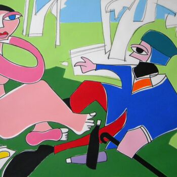 Schilderij getiteld "Desayuno en la hier…" door Gabriele Donelli, Origineel Kunstwerk, Acryl