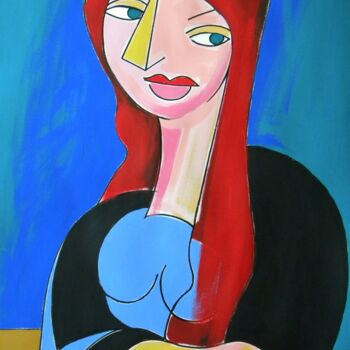 Painting titled "Portrait vum Jeanne…" by Gabriele Donelli, Original Artwork, Acrylic