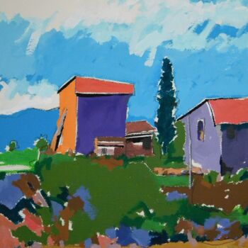 Painting titled "Hus pa landsbygda" by Gabriele Donelli, Original Artwork, Acrylic