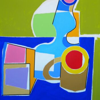 Painting titled "Bottles, glass and…" by Gabriele Donelli, Original Artwork, Acrylic