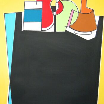 Malerei mit dem Titel "Flessen, karaf en o…" von Gabriele Donelli, Original-Kunstwerk, Acryl