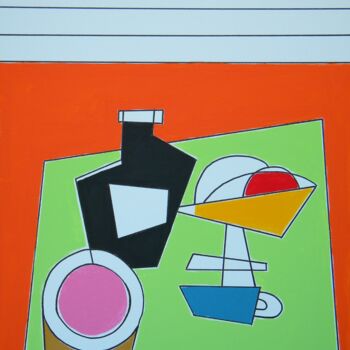 Pintura titulada "Garrafa, copo e fru…" por Gabriele Donelli, Obra de arte original, Acrílico