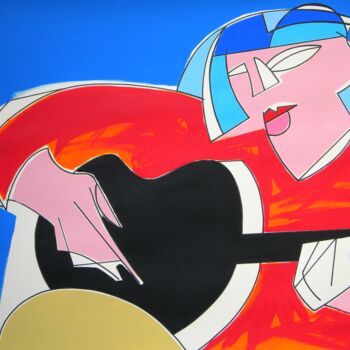 Schilderij getiteld "Girl with guitar" door Gabriele Donelli, Origineel Kunstwerk, Acryl