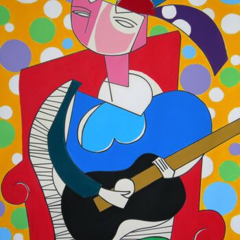 Painting titled "Djevojka sa gitarom" by Gabriele Donelli, Original Artwork, Acrylic
