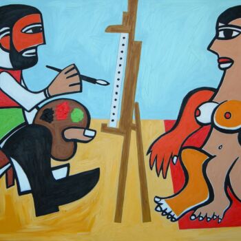 Painting titled "Il pittore e la mod…" by Gabriele Donelli, Original Artwork, Oil