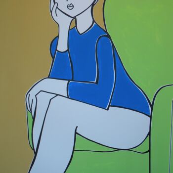 Schilderij getiteld "Portrett av jente" door Gabriele Donelli, Origineel Kunstwerk, Acryl
