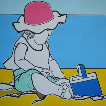 Painting titled "Little girl playing…" by Gabriele Donelli, Original Artwork, Acrylic