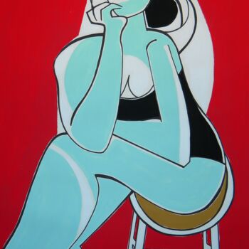 Painting titled "Fille assise" by Gabriele Donelli, Original Artwork, Acrylic