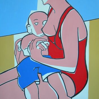 Malerei mit dem Titel "Maternité" von Gabriele Donelli, Original-Kunstwerk, Acryl