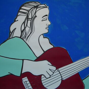 Painting titled "Dekle s kitaro" by Gabriele Donelli, Original Artwork, Acrylic