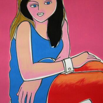 Painting titled "Portret djevojke" by Gabriele Donelli, Original Artwork, Acrylic