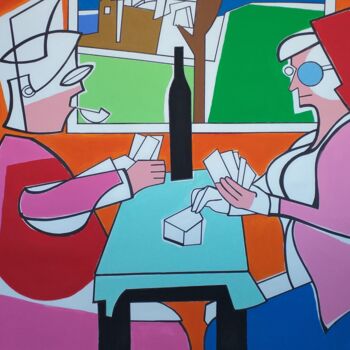 Peinture intitulée "The card players" par Gabriele Donelli, Œuvre d'art originale, Acrylique