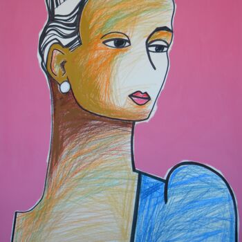 Peinture intitulée "Portret dekleta" par Gabriele Donelli, Œuvre d'art originale, Acrylique