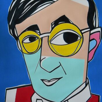 Malerei mit dem Titel "Woody Allen" von Gabriele Donelli, Original-Kunstwerk, Acryl