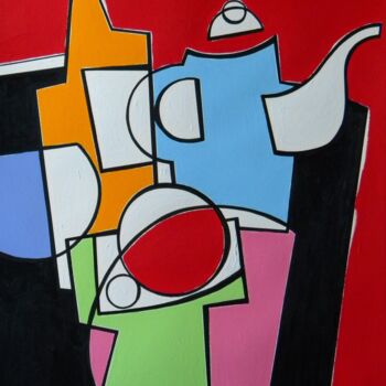 Pintura intitulada "Carafe, fruit bowl…" por Gabriele Donelli, Obras de arte originais, Acrílico