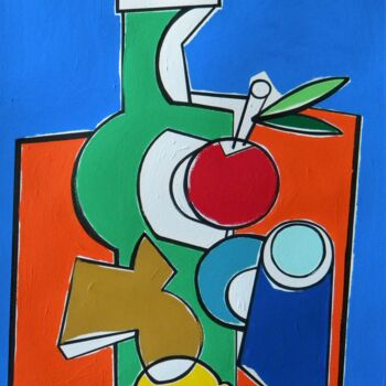 Painting titled "Carafe, glass and f…" by Gabriele Donelli, Original Artwork, Acrylic
