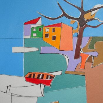 Painting titled "Vue automnale au bo…" by Gabriele Donelli, Original Artwork, Acrylic