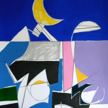 Malerei mit dem Titel "The summer moon" von Gabriele Donelli, Original-Kunstwerk, Acryl