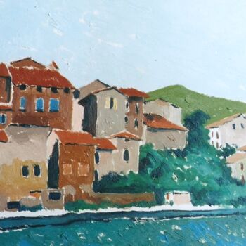 Painting titled "Hus i Clusane" by Gabriele Donelli, Original Artwork, Oil