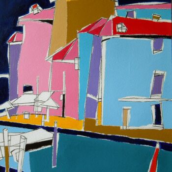 Painting titled "Maisons à Monteisola" by Gabriele Donelli, Original Artwork, Acrylic