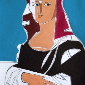 Painting titled "Portret Mona Lise" by Gabriele Donelli, Original Artwork, Acrylic