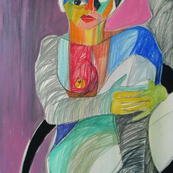 Painting titled "Portret zene" by Gabriele Donelli, Original Artwork, Acrylic