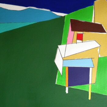 Malerei mit dem Titel "Casas nos montes" von Gabriele Donelli, Original-Kunstwerk, Acryl